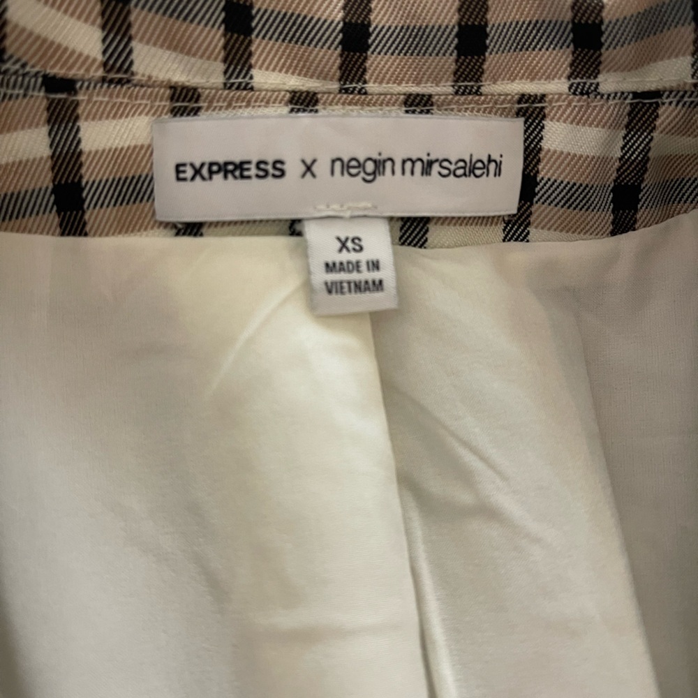 Express x Negin Mirsalehi Plaid Double Breasted Blazer XS Preppy Career Chic - Picture 7 of 10
